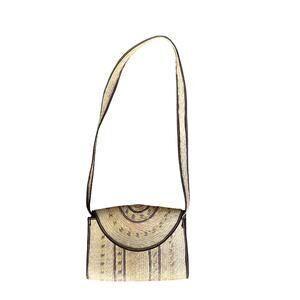 Vintage Handmade Woven Palm Crossbody Bag  Mexican Artisan Straw Shoulder Purse